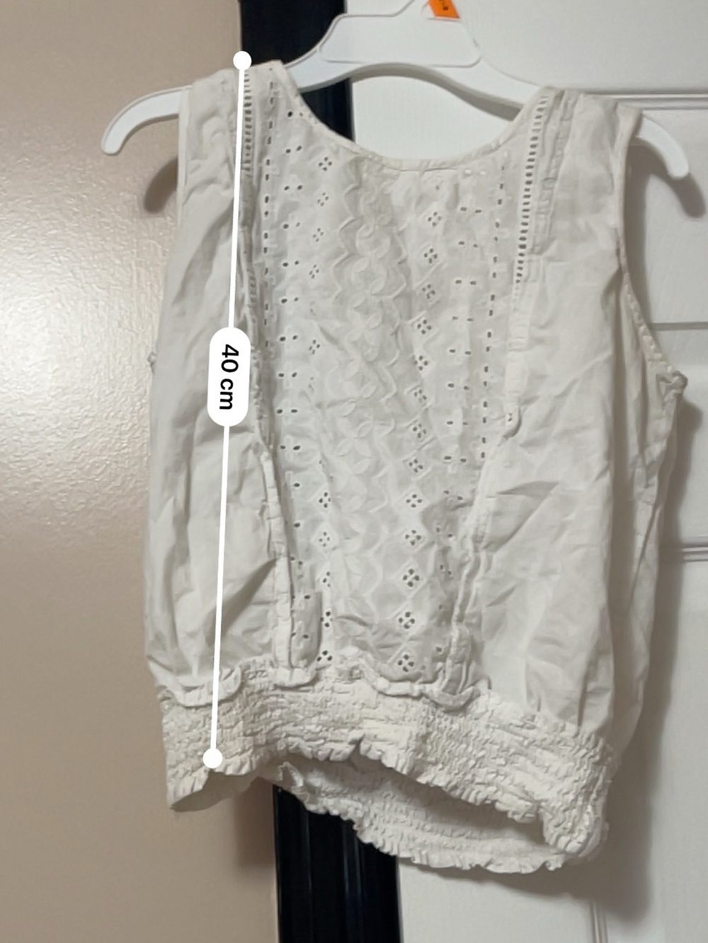 Women's 100% Cotton Size Medium White Eyelet Ruffle Sleeveless Top - Picture 6 of 8